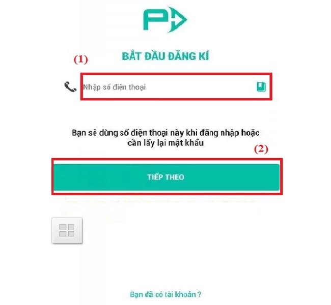Nhập số điện thoại để đăng ký tài khoản VTCPay